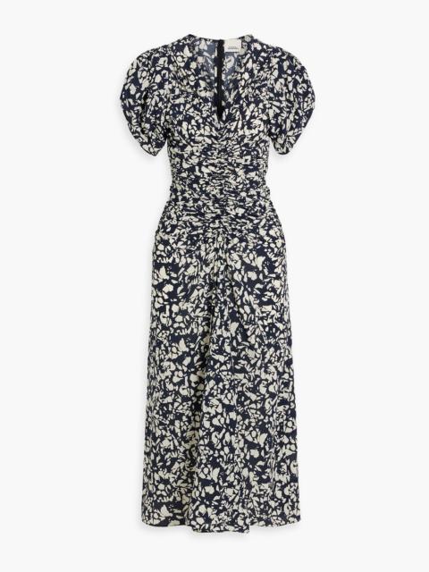 Isabel Marant Lilia ruched printed stretch-silk midi dress