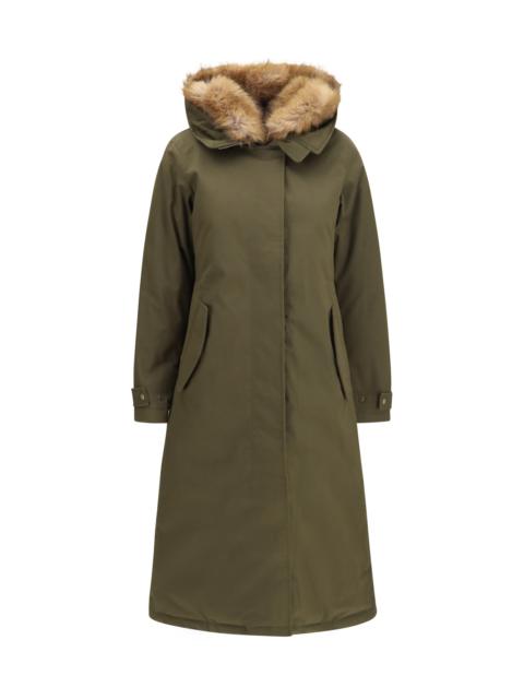 Other Designers Woolrich Padded Best Cotton Long Parka Dark Green