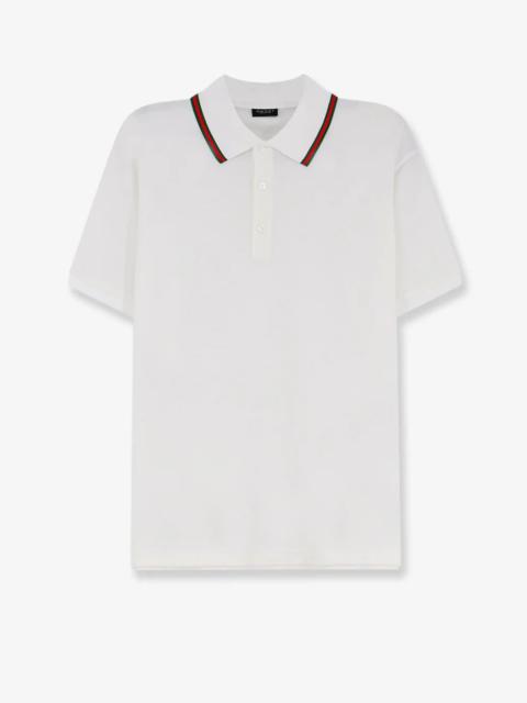 GUCCI Gucci Cotton Polo Shirt with Web Detail White
