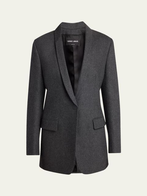 GIORGIO ARMANI Cashmere Flannel Single-Breasted Blazer