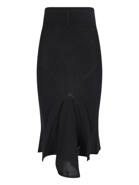 Rick Owens ASYMMETRICAL WOOL MIDI SKIRT