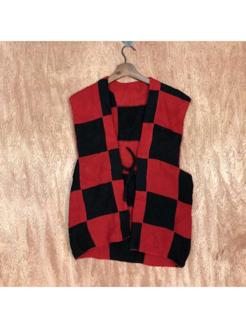 Other Designers Homespun Knitwear - Patcwork Style Black Red Vest Knit#2757