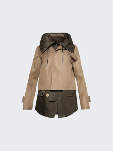 sacai Cotton Gabardine Jacket Beige And Khaki