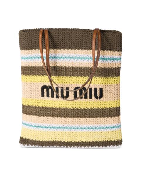 striped crochet tote bag