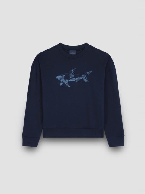 Paul & Shark COTTON FLEECE SWEATSHIRT WITH SHARK PRINT