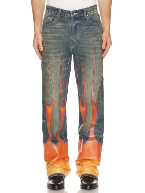 WHO DECIDES WAR Flame Denim Pants