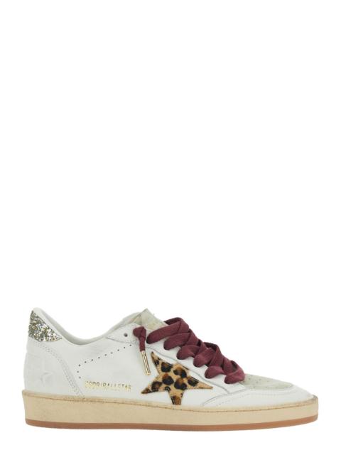 Golden Goose Golden Goose Women 'Ballstar' White Low Top Sneakers With Glittered Star Patch On The Side And Glitt