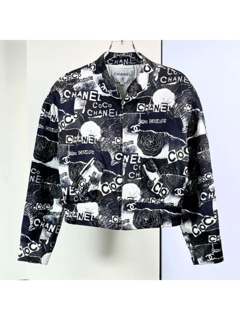 CHANEL Chanel 20P Black and White Camellia Letter Graffiti Jacket