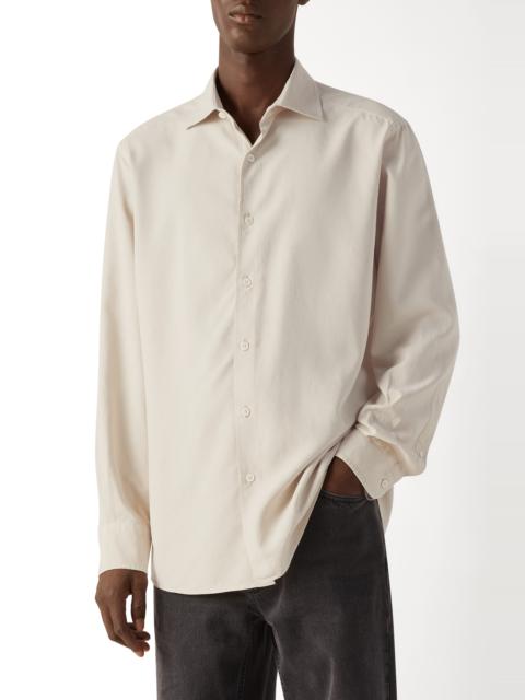 ZEGNA ZEGNA Silk Button-Up Shirt in Ivory at Nordstrom