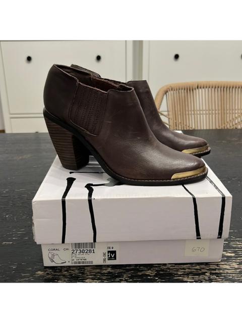 DV by Dolce Vita Coral Metal Toe Ankle Booties in Chocolate Brown