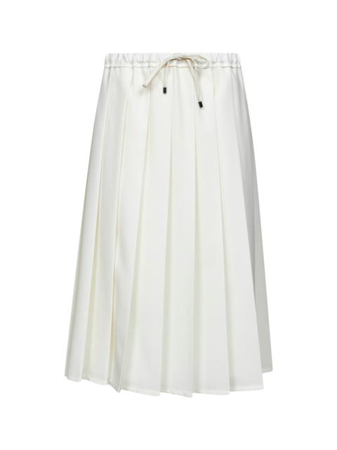 Brunello Cucinelli Ivory canvas Pleated Track skirt