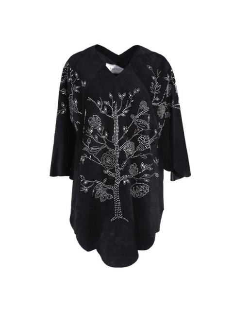 Valentino Valentino Embellished Leather Poncho Cape Black