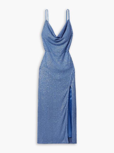 Other Designers Yuna draped sequined tulle gown