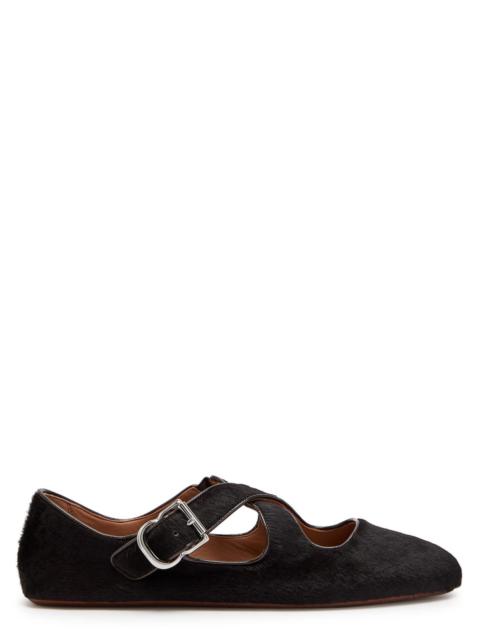 Alaïa Alaïa Cross-over Calf-hair Ballet Flats
