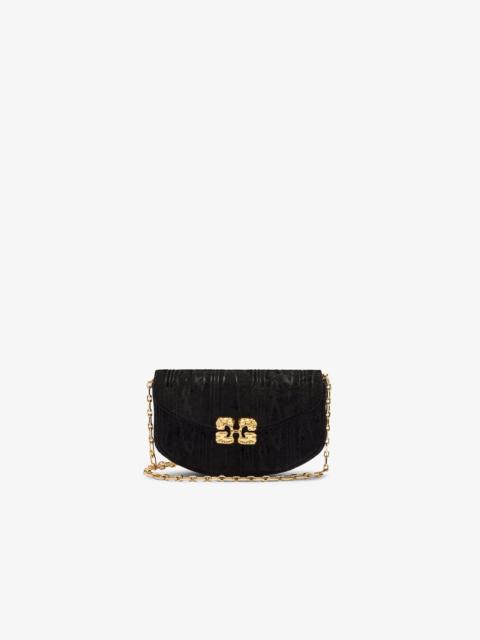 GANNI LULU WALLET ON CHAIN IN VELVET MOIRE