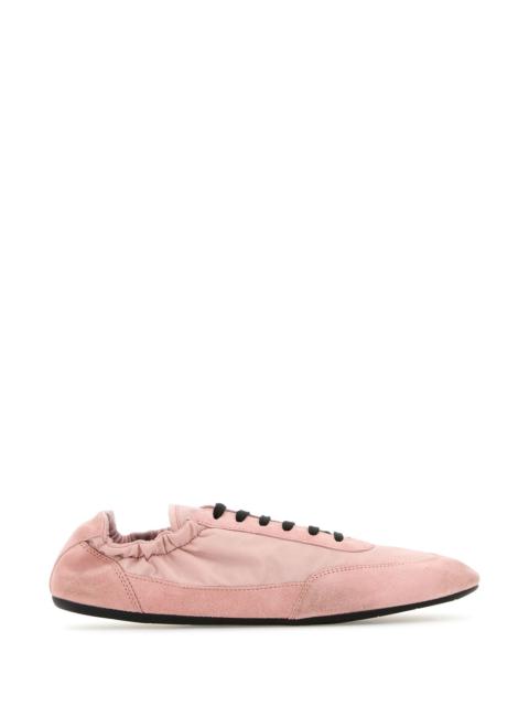 Prada Women Pink Re-Nylon And Suede Collapse Sneakers