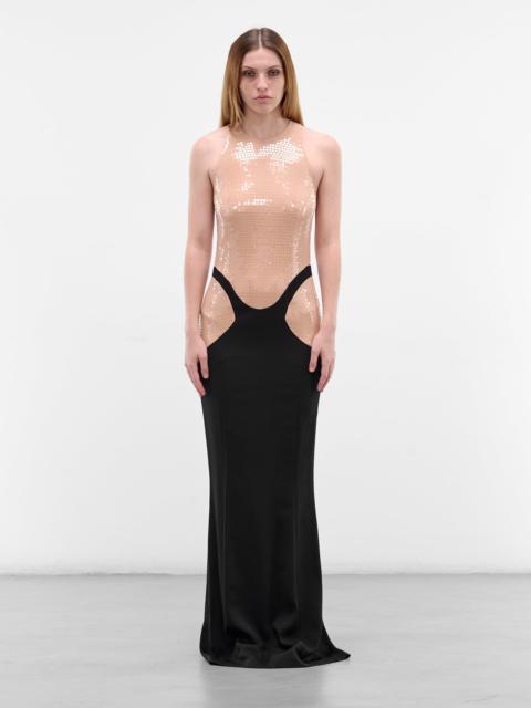 MUGLER Sequin Trompe L'oeil Skirt Gown