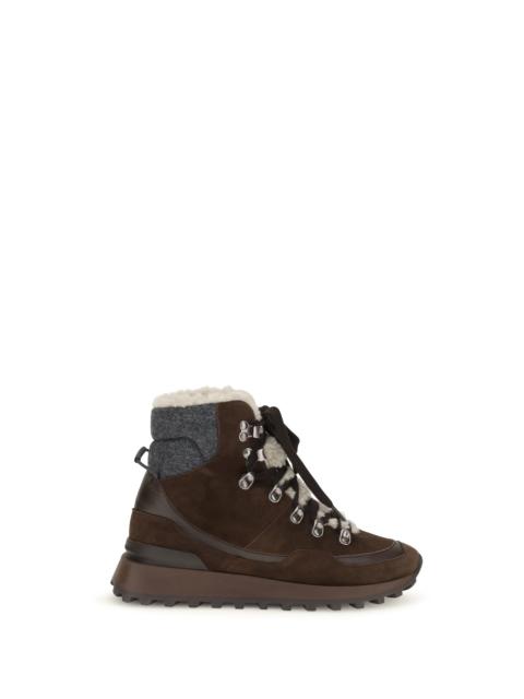 Brunello Cucinelli Brunello Cucinelli Suede Lace-up Ankle Boots Espresso