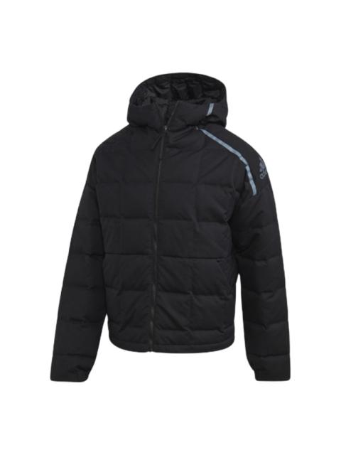 adidas Men's adidas Solid Color High Collar Long Sleeves With Down Feather Black Jacket FR6633