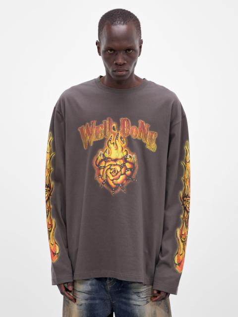 We11done Charcoal Fire Graphic Long Sleeve