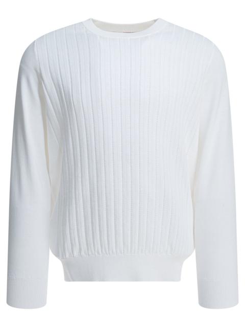 Brunello Cucinelli Brunello Cucinelli Ribbed Crew-neck Sweater White