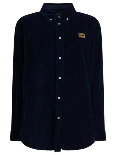 Miu Miu Miu Miu Velvet Shirt With Logo