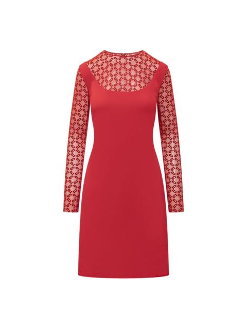 monogram-pattern midi dress