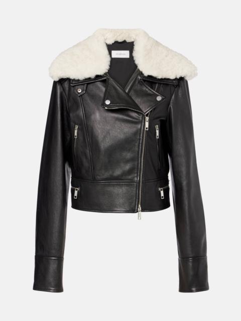 Sportmax Toscana shearling-trimmed leather jacket