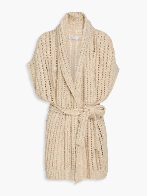 Brunello Cucinelli Sequin-embellished open-knit cardigan