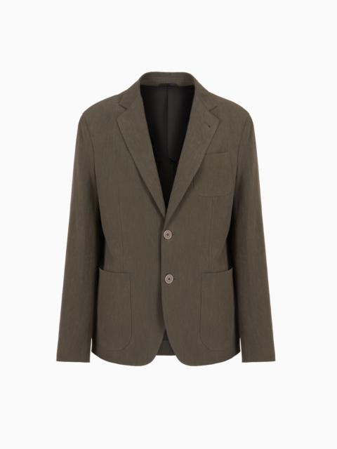 GIORGIO ARMANI Upton line single-breasted jacket in pure linen canvas