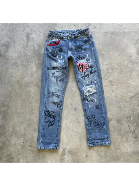 Other Designers Distressed Denim - Vintage PLT Jeans “Believe Me Come Together” Denim Pants