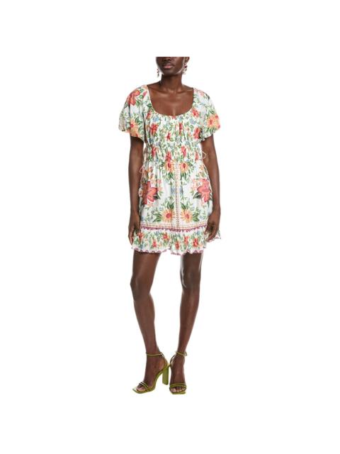 FARM RIO FARM Rio Bloom Garden Off White Short Sleeve Mini Dress
