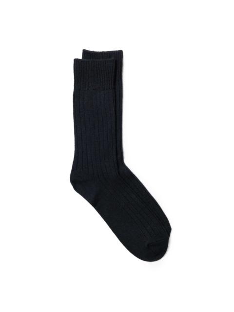 ROTOTO® Rototo Cotton Wool Ribbed Crew Socks Black