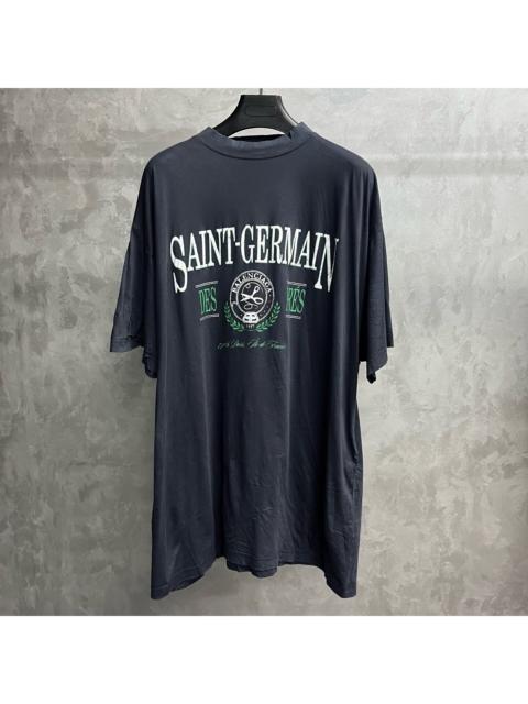 BALENCIAGA Balenciaga 2024 Dark Blue Letter-Print Crewneck Lightweight Short-Sleeve T-Shirt