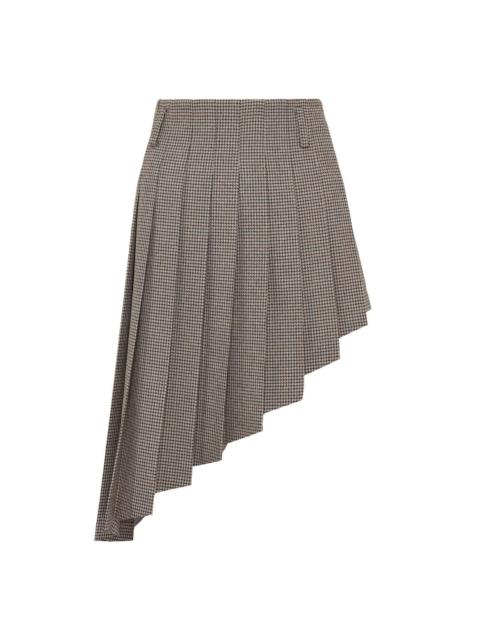 We11done Beige Womens Asymmetric Checked Skirt