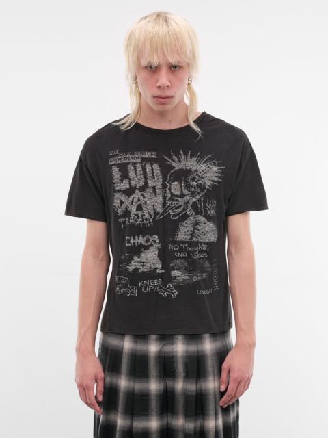 LU'U DAN Black Cotton Thrash Graphic Tee