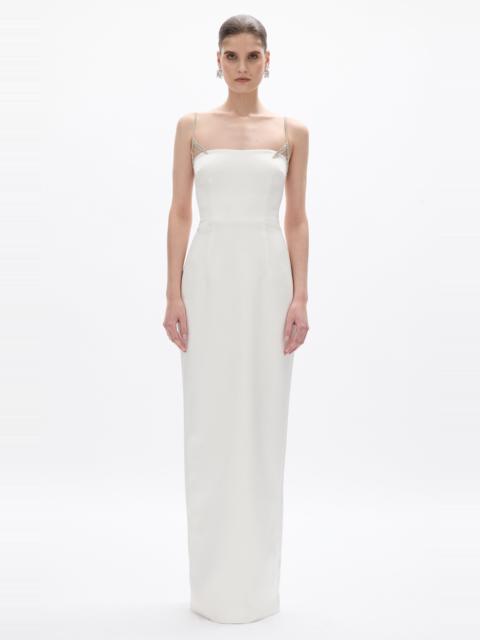 RACHEL GILBERT Leora Crystal-Strap Column Gown ivory