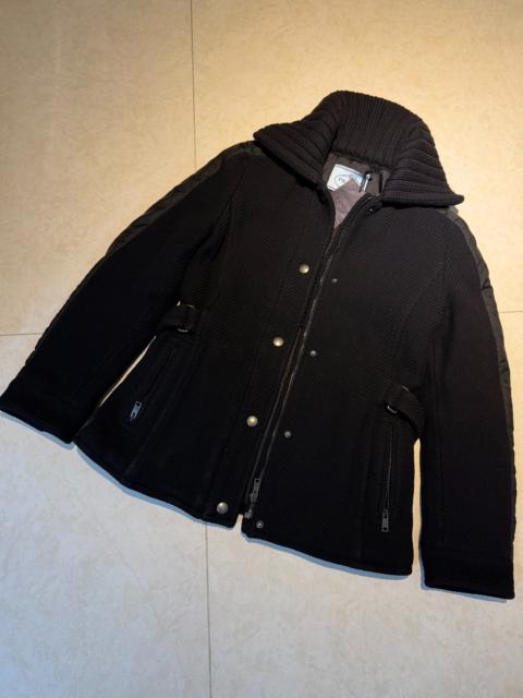 Prada Prada Knit Turtleneck Nylon Zip Wool Flannel Jacket
