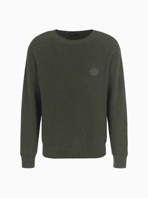 Virgin-wool, crew-neck jumper