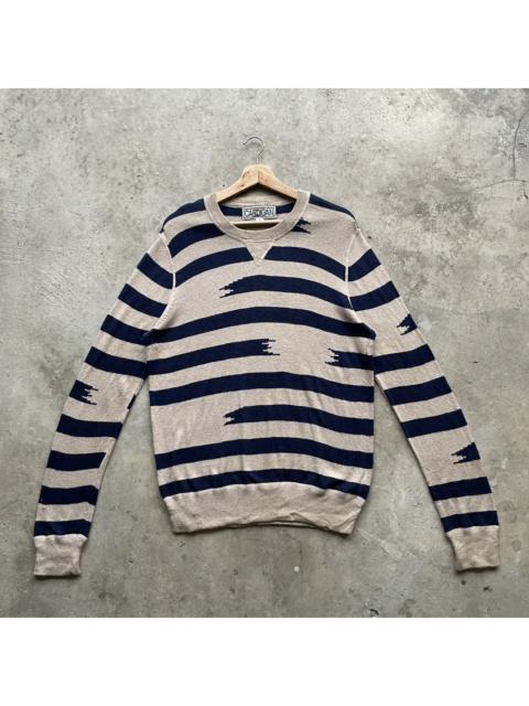 Other Designers Japanese Brand - Vintage Japanese Blue Striped Knitwear Sweater Jumper
