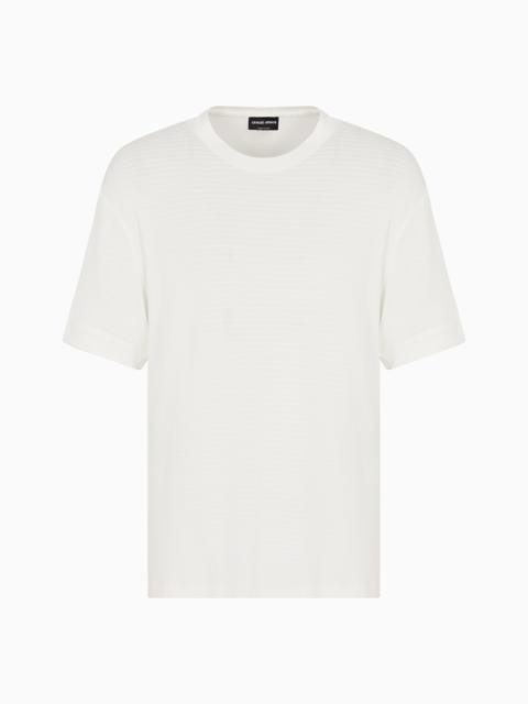 GIORGIO ARMANI EMBROIDERED VISCOSE CREW-NECK T-SHIRT
