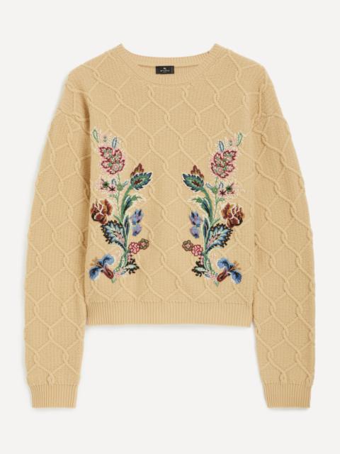 Etro Wool-Cashmere Floral Embroidered Jumper