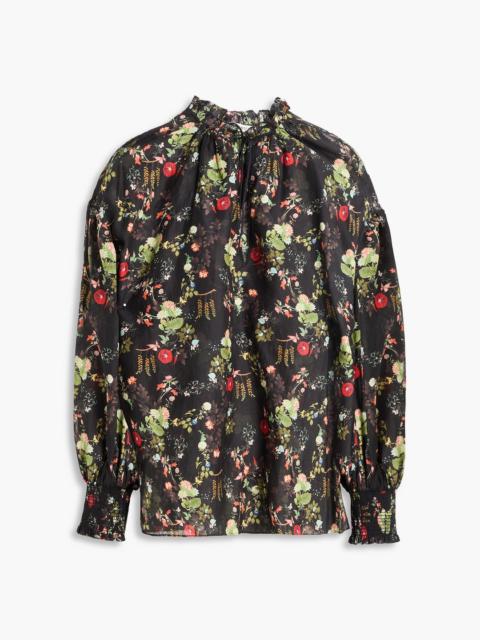 Alice + Olivia Floral-print cotton and silk-blend blouse