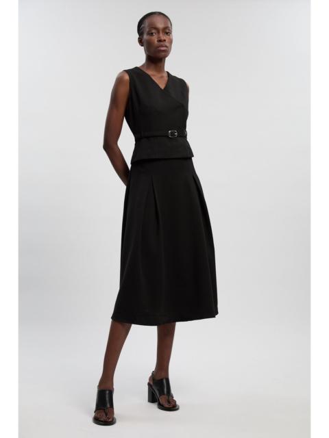 KAREN MILLEN Compact Essential Belted Tailored Full Midi Dress