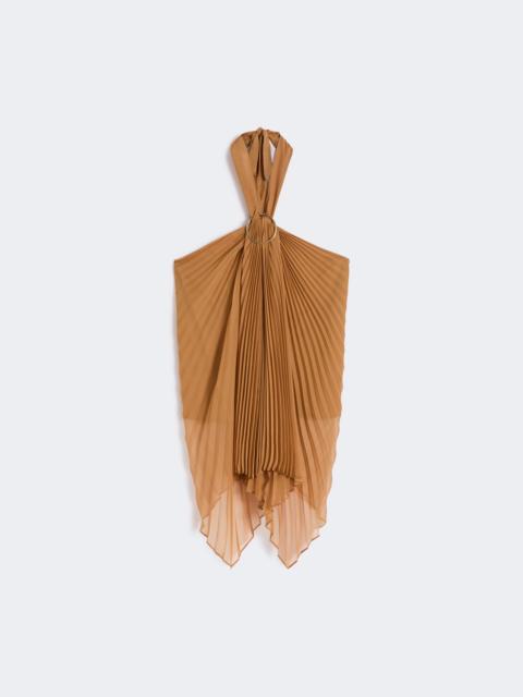 Max Mara Plissé-pleated chiffon top - CARAMEL