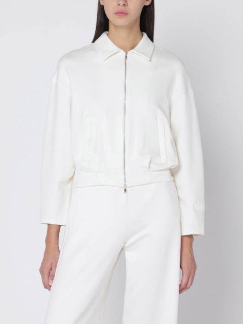 Max Mara White cropped sweatshirt in silk blend
