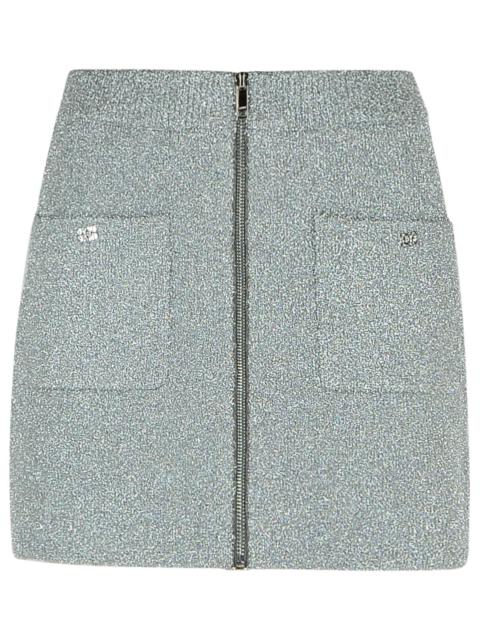 GANNI Ganni 'SPARKLE' Silver Wool Blend Miniskirt