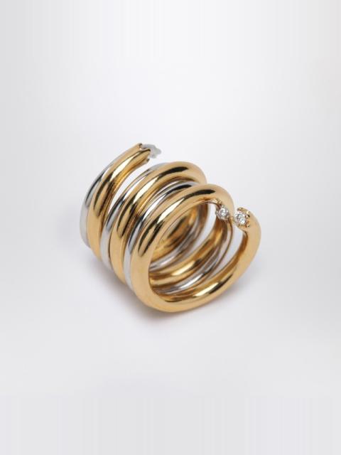 PANCONESI Spiral ring in gold and silver tone