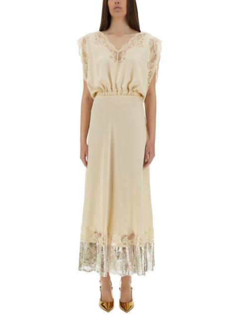 rabanne MIDI DRESS WITH LACE INLAYS