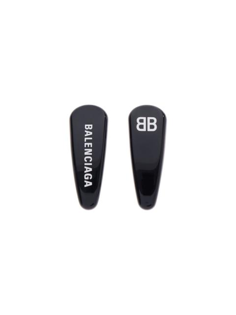 BALENCIAGA Women's Holli Hair Clip Set in Black/white/silver